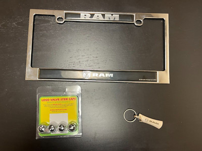 DODGE RAM PLATE HOLDER AND RAM Logo Tire Valve Stem Caps, and plus key chain