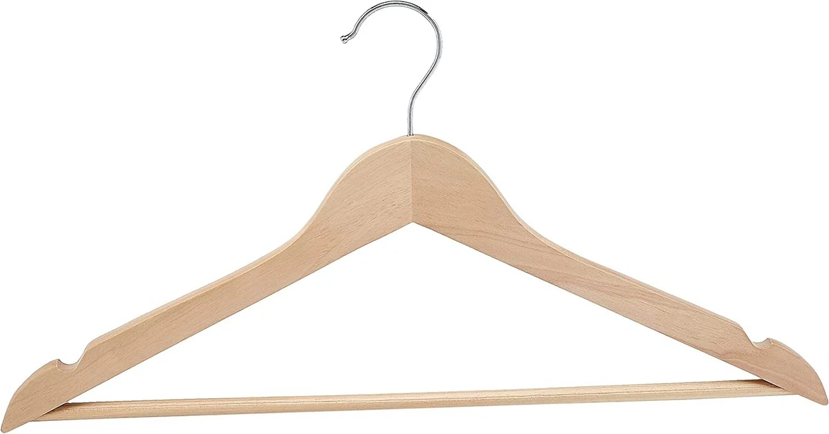 10 pack Simply Essential Wood Suit Pants Clothes Closet Hangers w Metal  Hooks