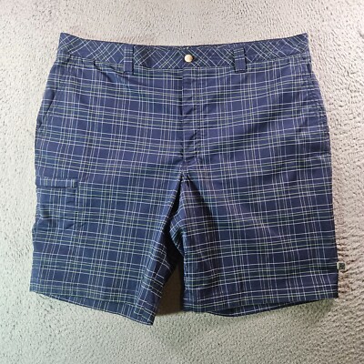 Zero Restriction Tour Series Shorts Men 38 x 9 Navy Blue Plaid