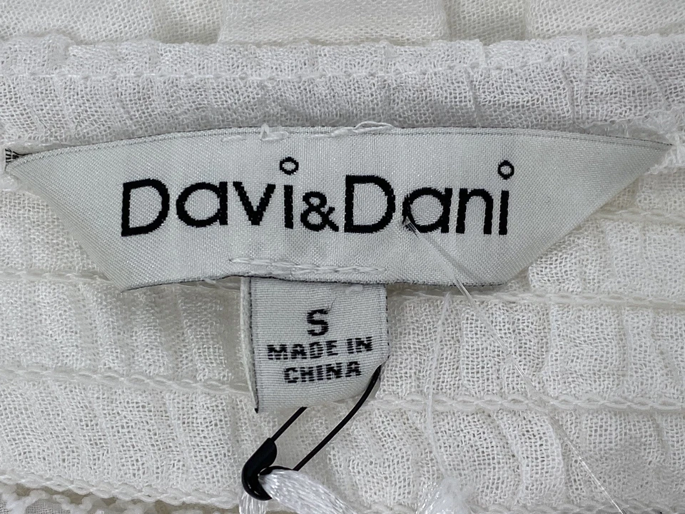 Vestido feminino Davi & Dani branco manga balão 3/4 tamanho pequeno - Imagem 3 de 4