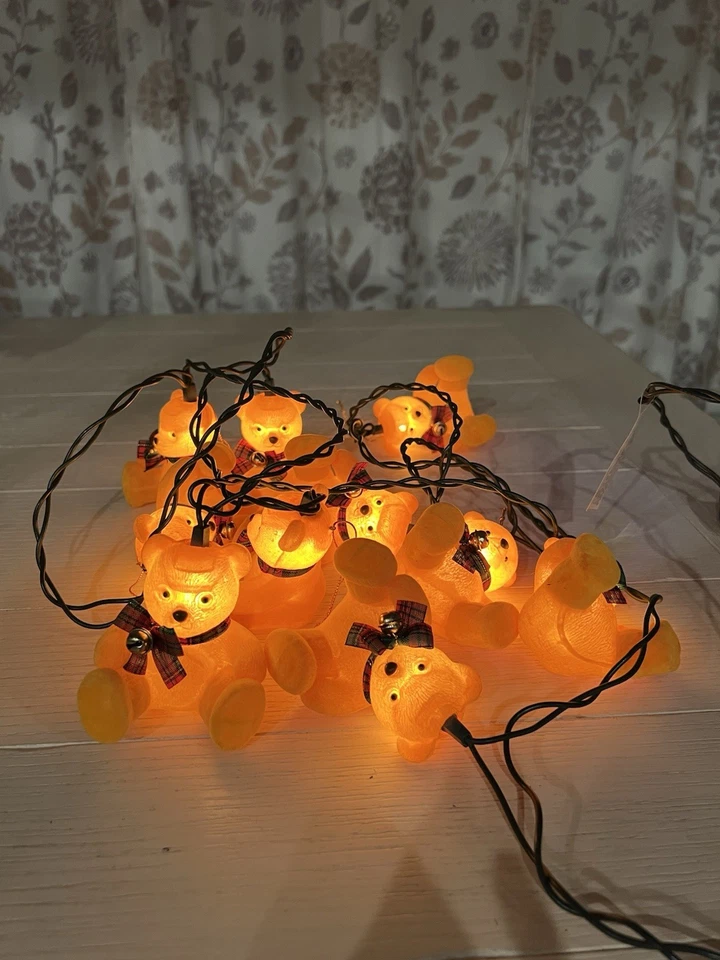 Vintage Flocked 10 Teddy Bear Holiday String Lights 9 Ft. - Image 3 of 4