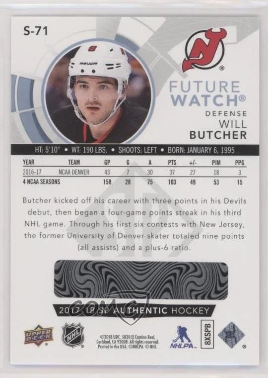 2017 SP Authentic Spectrum FX Future Watch Level 2 Bounty Will Butcher Rookie RC - Image 2 of 2