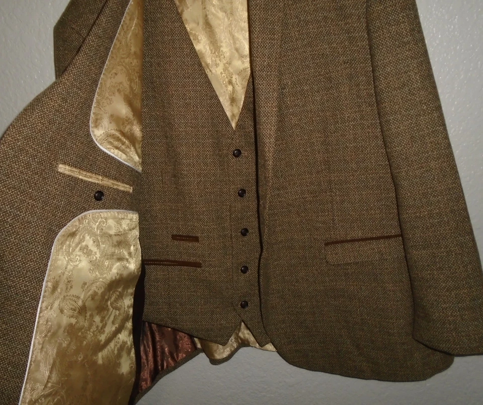 Traje de colección Paul Andrew Inglaterra Chaqueta con chaleco Marrón talla 52R estilo Ralph Foto 2 de 4