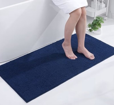Smiry Antirutsch Chenille Badematte extra weich saugfähig flauschig MARINEBLAU 60x120 cm