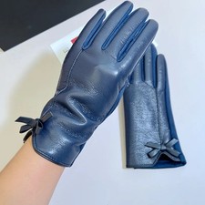 Women Winter Gloves PU Leather Touch Screen Warm Driving Gloves with Bow
