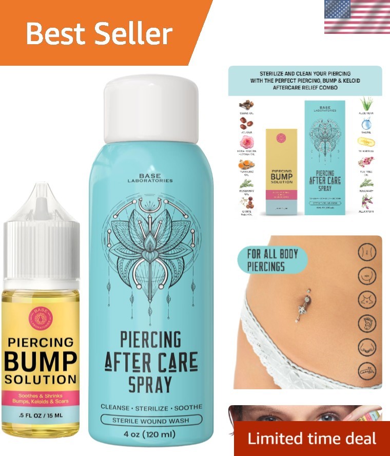 Kit de cuidado posterior curativo: aceite de solución queloide 15 ml y spray perforador 4 oz