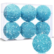 6 Pcs Christmas Ball Ornaments Glitter Sequin Foam Ornaments Hanging Christma...