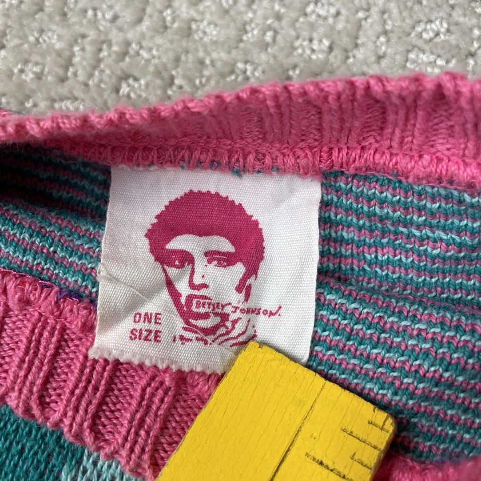 Suéter Betsey Johnson Vintage Años 80 Talla Única Pecera Punk Etiqueta Tejido EE. UU. Foto 4 de 4