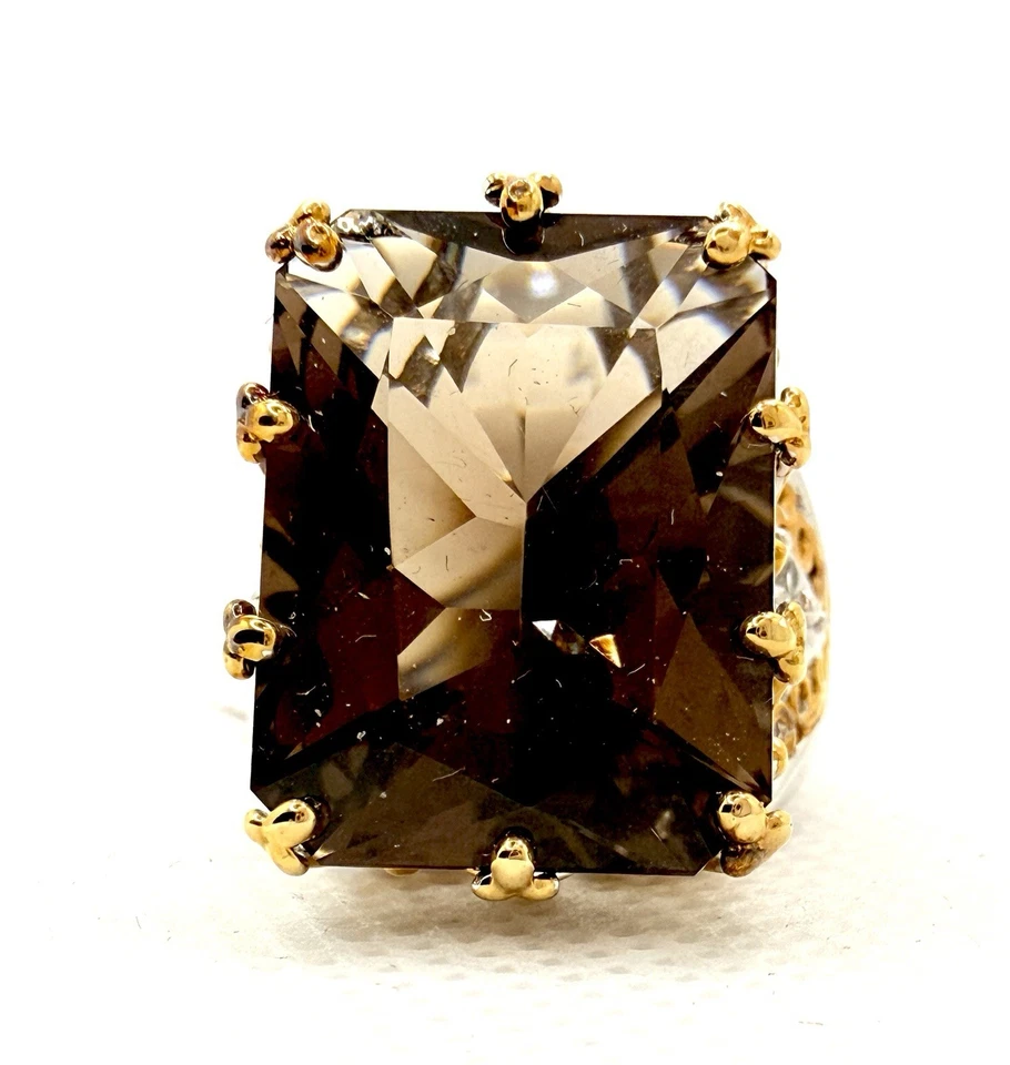 Anillo Michael Valitutti Gemas En Vogue Plata Esterlina Oro Cuarzo Ahumado Talla 7 Nuevo Foto 3 de 4