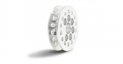 SCALEAUTO - Traction pulley 14 tooth. for 3mm axles and M2 screw fixing. Alumini