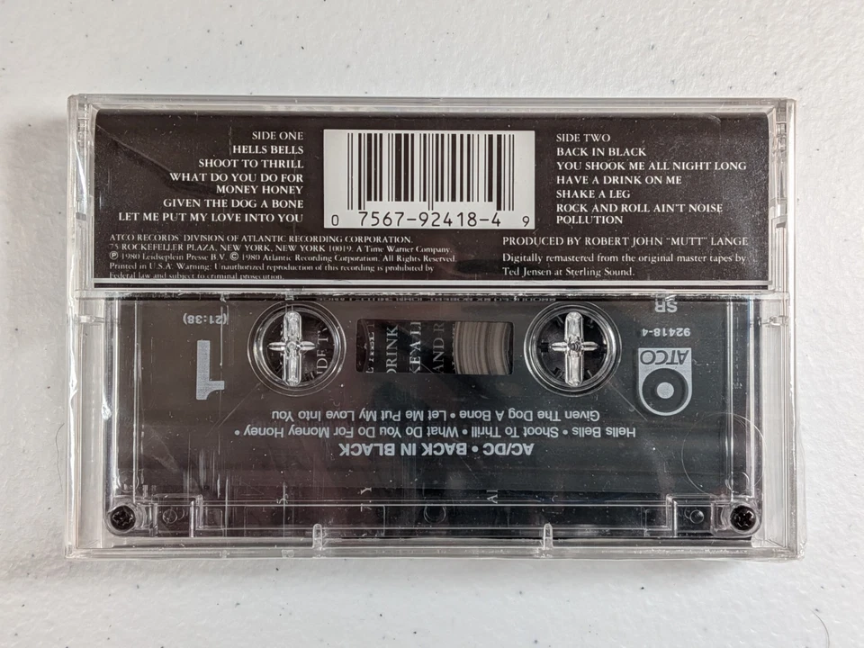 AC/DC Back in Black (Cassette) ATCO 92418-4 NOS sealed Clear Case MINT - Image 4 of 4