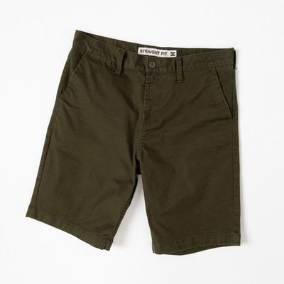 DC Shoes Herren dunkeloliv Shorts gerade Passform Chino Reißverschluss Fly...