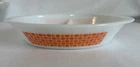 Vintage Glasbake J-235 2 Divided Dish Orange Circles Squares 12” x 8.5" x 2.5”