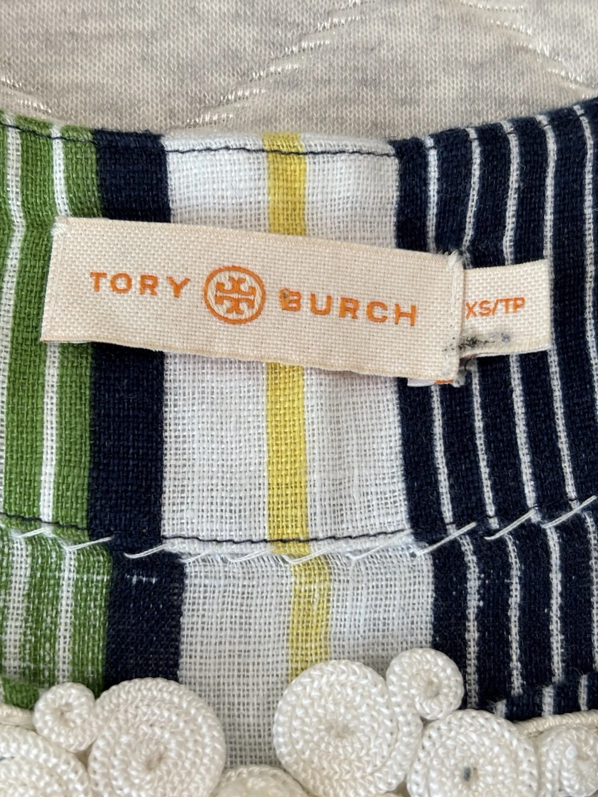 Abito Tory Burch donna XS multicolore ricamato copricostume spiaggia nautica costiera