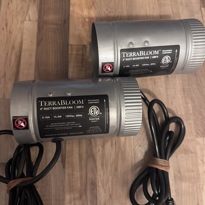 2 Terrabloom DBF4 4'' (100mm) Inline Fan - 100 CFM, Metal Duct Fan