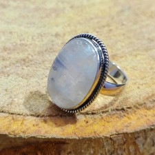 Natural Moonstone 925 Sterling Silver Ring Handmade Jewelry Gift For Her B 8