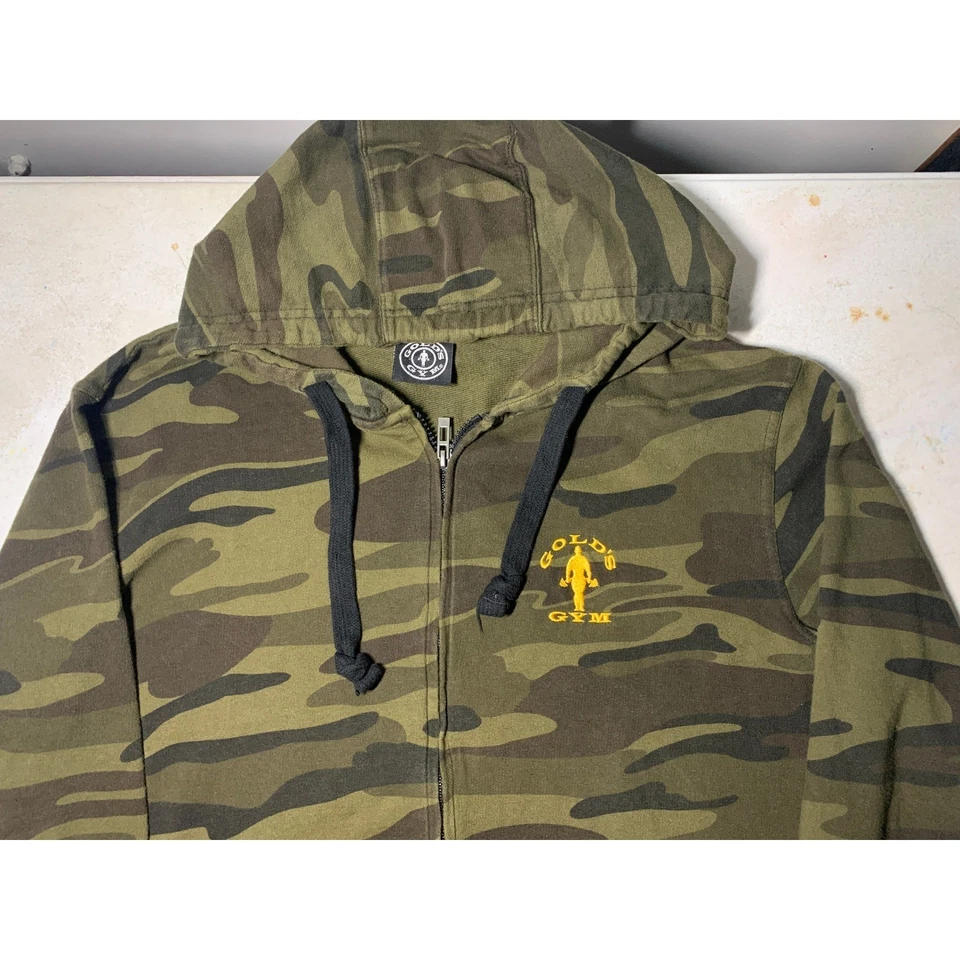 Sudadera con Capucha Golds Gym Camuflada con Cremallera De Colección Para Hombres Gimnasio Levantamiento de Pesas Mediana De Colección Foto 4 de 4