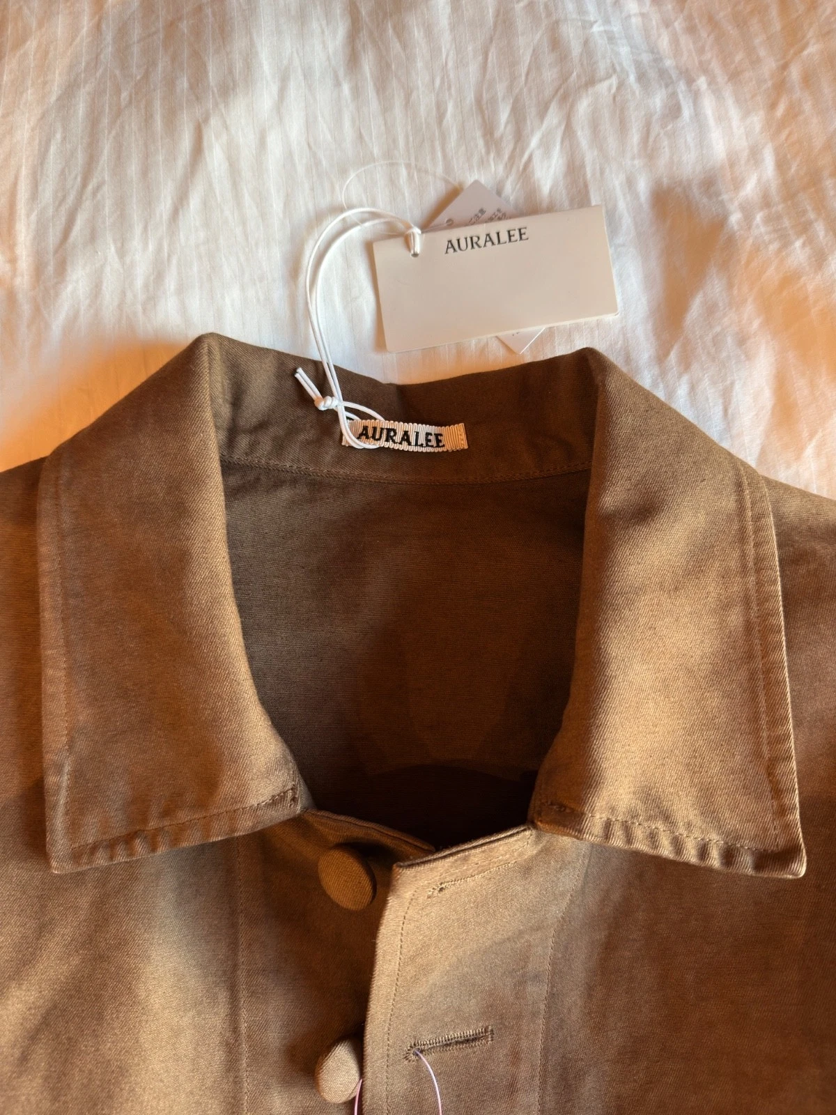 AURALEE Garment Dyed Organic Cotton Heavy Twill Short Work Jacket Brown Sz. 4 - product detail image 2