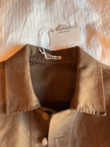 AURALEE Garment Dyed Organic Cotton Heavy Twill Short Work Jacket Brown Sz. 4 image 2