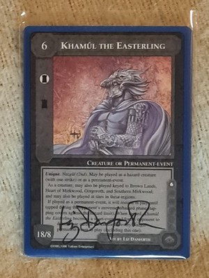 Autogramm von LIZ DANFORTH auf ''Khamul the Easterling Karte'' - Middle Earth