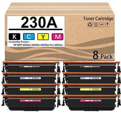 8 Pack 230A W2300A W2301A W2302A W2303A Toner Cartridge Replacement for HP MFP