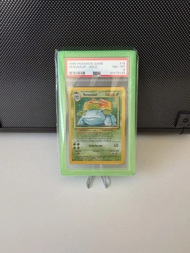 Pokémon TCG Venusaur Holo Rare Card Base Set 15/102, 1999 PSA 8 NM-MT
