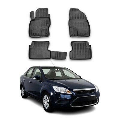 OMAC Floor Mats Liner for Ford Focus 2004-2011 Black TPE All-Weather 4 Pcs