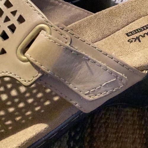 Sandalias Clarks Hayla Samoa de cuero sin cordones de 2" de tacón de cuero nude talla superior 9W - Imagen 6 de 16