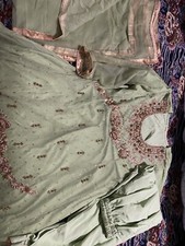 salwar kameez 3 Piece Indian Pakistani Wedding Party Green Gold Suit