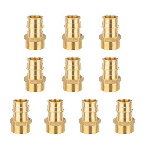 EFIELD 10PCS Pex A  1"x3/4" Female NPT Adapter Expansion Brass Fittings ,No Lead