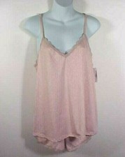 Jessica Simpson 2 pc Lingerie Peach  Taupe Cami  Shorts Set w/ Lace NWT Sz L