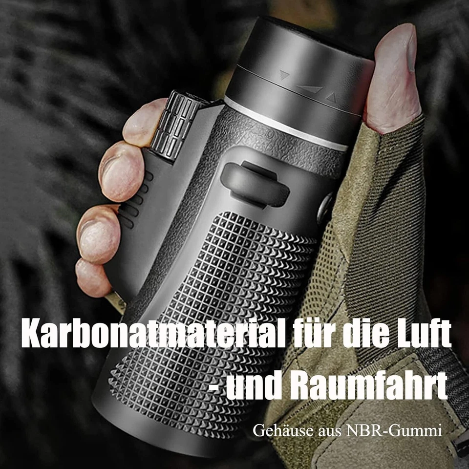 Monokular 12x Zoom mit Nachtsicht Fernrohr Erwachsene mit BAK4 HD FMC Jagd B1210 - Bild 4 von 4