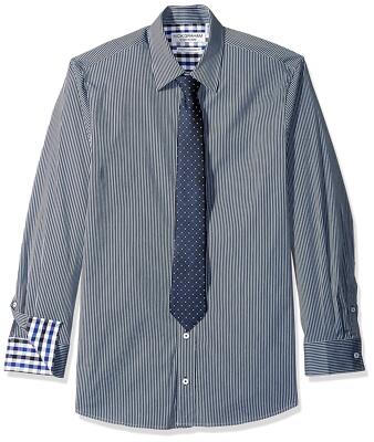 Nick Graham 293682 Men's Stripe Dress Shirt and Dot Grid Tie Set Size M-R 34/35