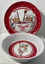 Vintage, The Campbell Kids, Melamine 8" Plate and 6.5" Bowl, Child Dinnerware