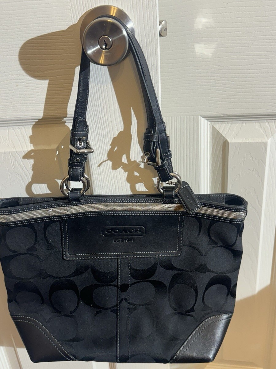 Coach Vintage Logo Quilted Shoulder Tote Bag Purse Black F17668 | eBay