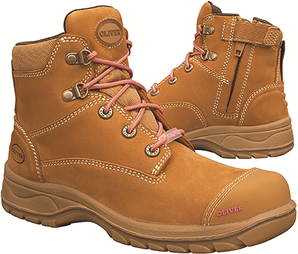 Oliver WOMEN'S LACEUP SAFETY BOOTS Zip Sided WHEAT Size AU 5, 6, 8.5