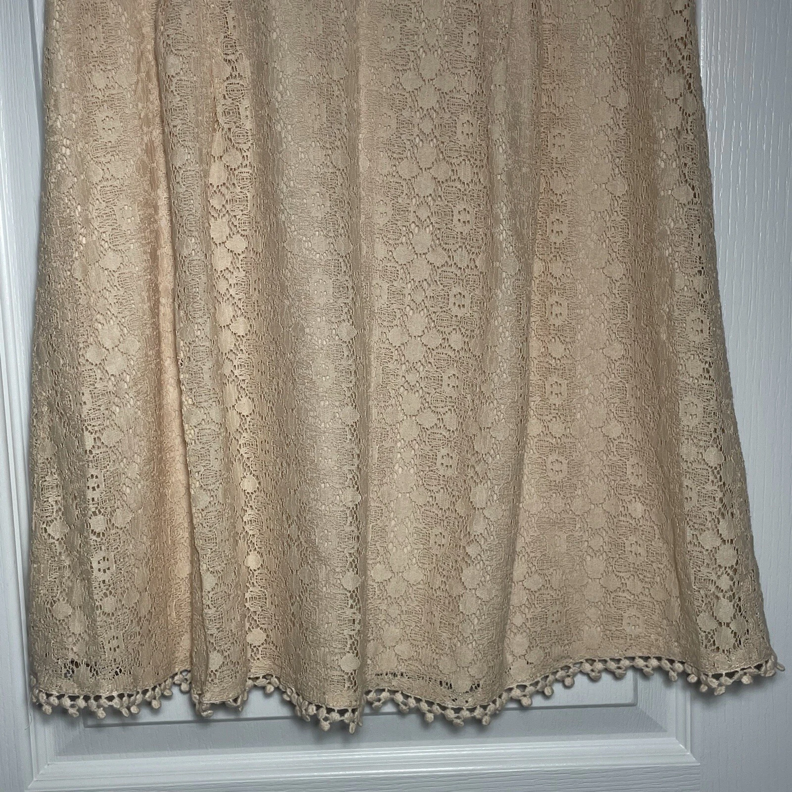 VETEMENTS Abito smanicato Miss Chievous junior uncinetto frange orli pesca grande nuovo