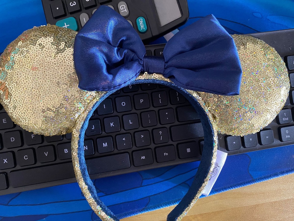 Disney Navy Blue Minnie Ears Headband with Gold Sequin Bow New Sorcerer main image 2