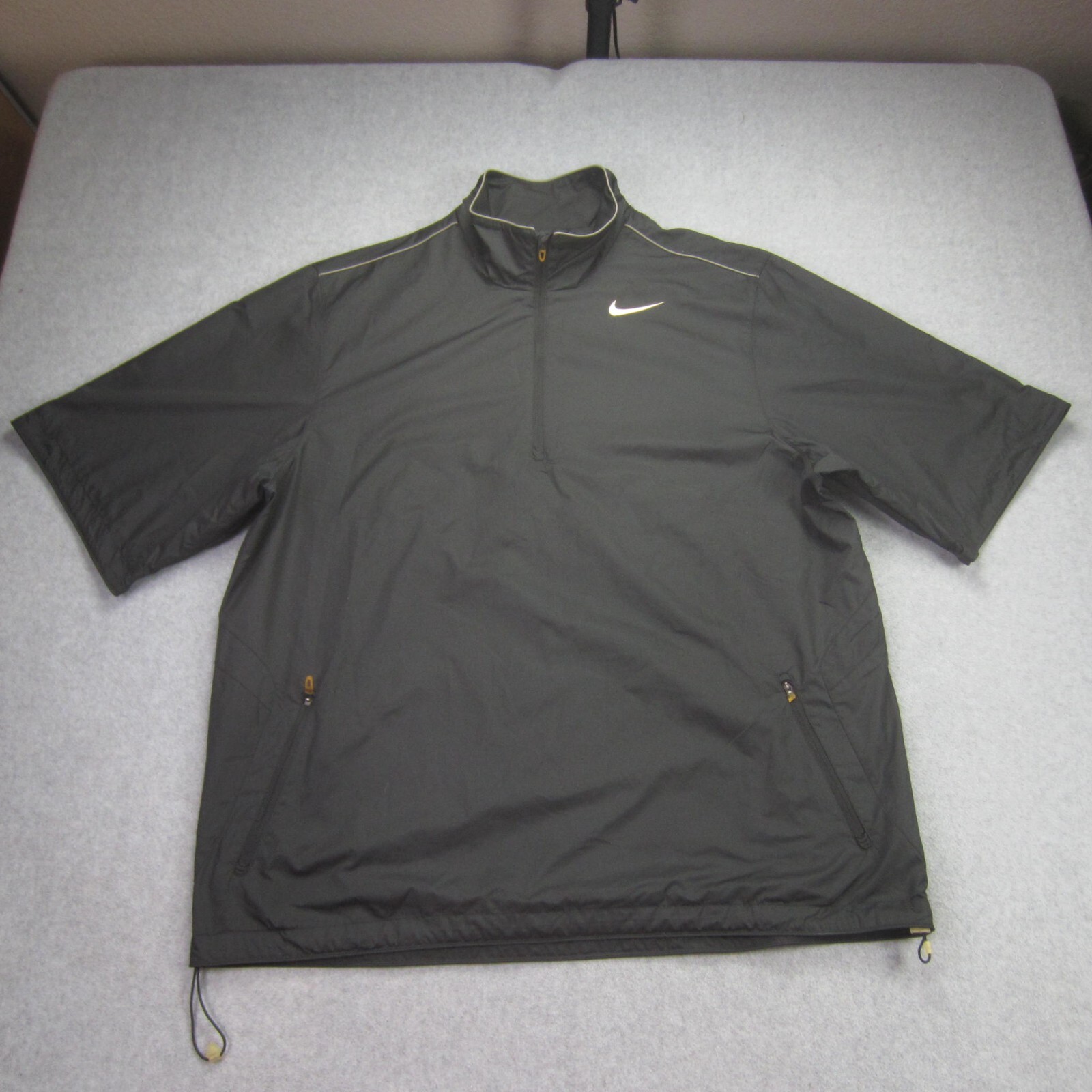 Nike Golf Windbreaker Jacket Mens XL Black Pullover Short Sleeve