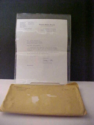 US Senator Claiborne Pell Grant Rhode Island RI Letter Envelope Signature 1965