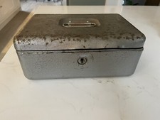 Vintage Heavy Metal Cash Safe Box Wth Removable Coin Tray *Lock But No Key 26cm