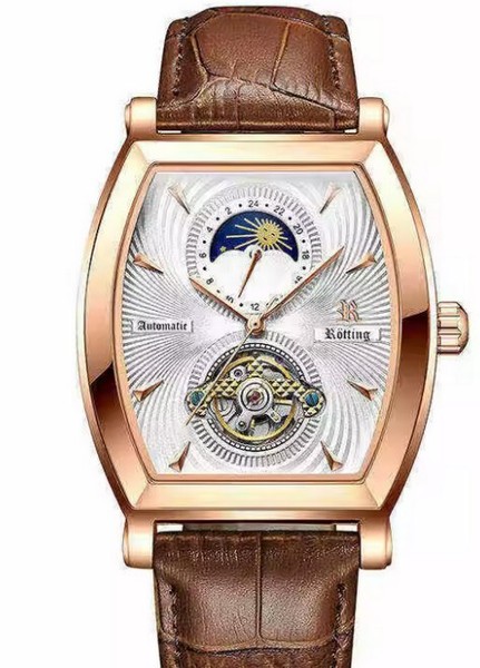 RöTting Design Herrenuhr Automatikuhr Tag/Nacht Phase WeißEs Ziffernblatt Neu-image