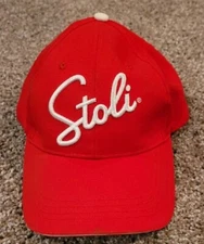 Stoli Stolichnaya Vodka Baseball Cap Adjustable Red Hat Embroidered White Logo