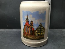 Vintage Stuttgart Stiftskirche Stein Mug Cup Pottery Primative Glazed .5L