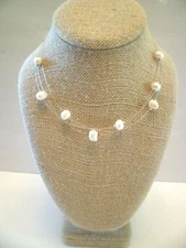 Vtg DESIGNER KALAN 3 STRANDS 925 STERLING REAL PEARLS NECKLACE 17" w/Pouch NEW