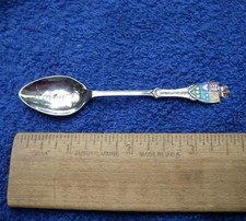 Good STE ANNE CANADA Sterling ENAMEL HANDLE Demi Souvenir Spoon-BM Co.-NR