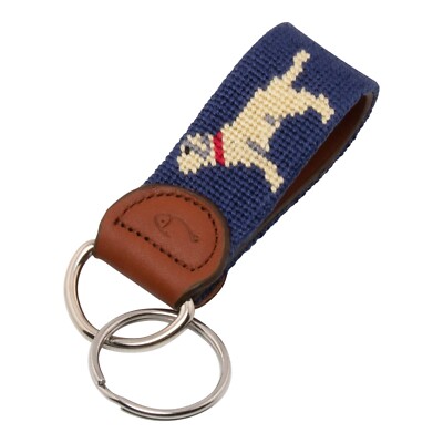 Labrador Needlepoint Key Fob or Key Chain by Huck Venture - Hand-Stitched