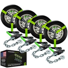 Lasso Car Tie Down - Chain Anchors - 2x96 4 Pack - High-viz - 3300 Lbs Swl Lasso Car Tie Down - Chain Anchors - 2x96 4 Pack - High-viz - 3300 Lbs Swl