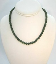 Vintage Jadeite Bead Necklace w Gold Plate 925 Sterling Silver Clasp 24.4 grams