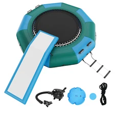 Uimoso10ft Inflatable Water Trampoline Swim Platform Bounce with Slide Pool Lake